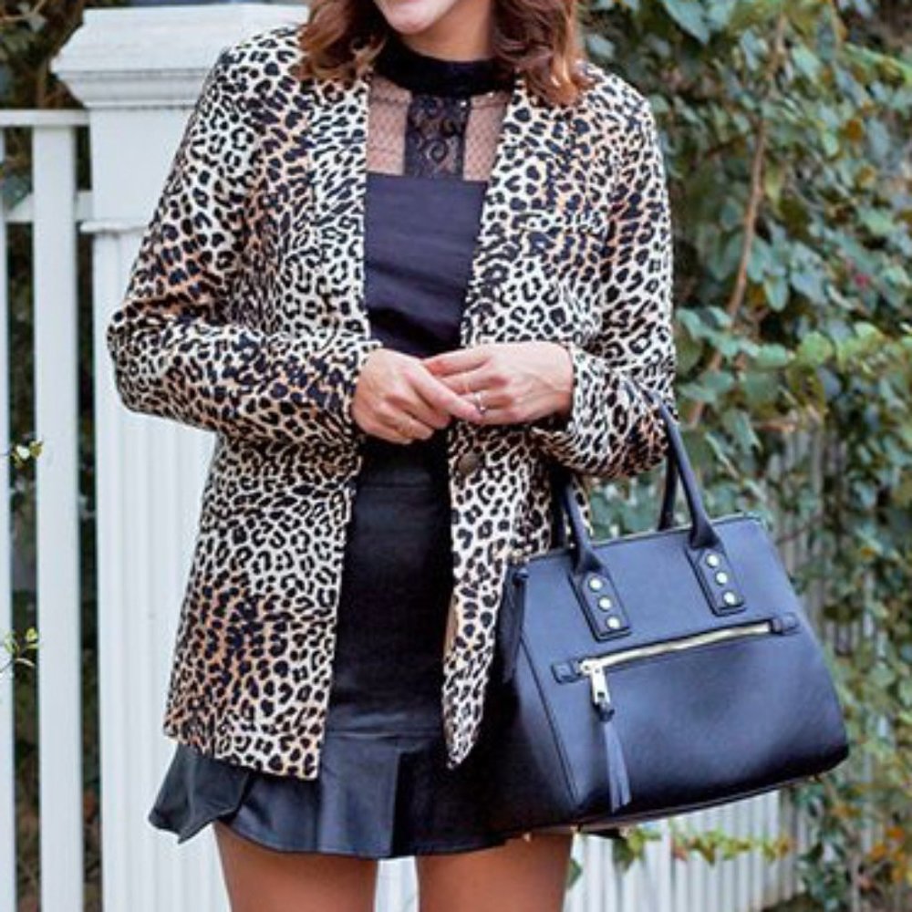 JustFab Emilian Satchel, Black with Gold Hardware